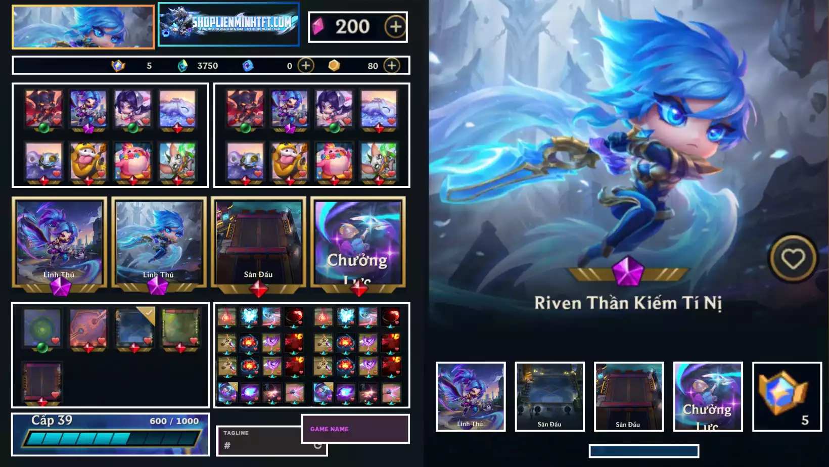 TFT RIVEN THẦN KIẾM TÍ NỊ  AKALI VỆ BINH TINH TÚ TÍ NỊ - CHƯỞNG LỰC - SÂN PASS - CỔNG DỊCH CHUYỂN DƯ 5 HUY CHƯƠNG THÔNG TIN HỖ TRỢ ĐẦY ĐỦ!